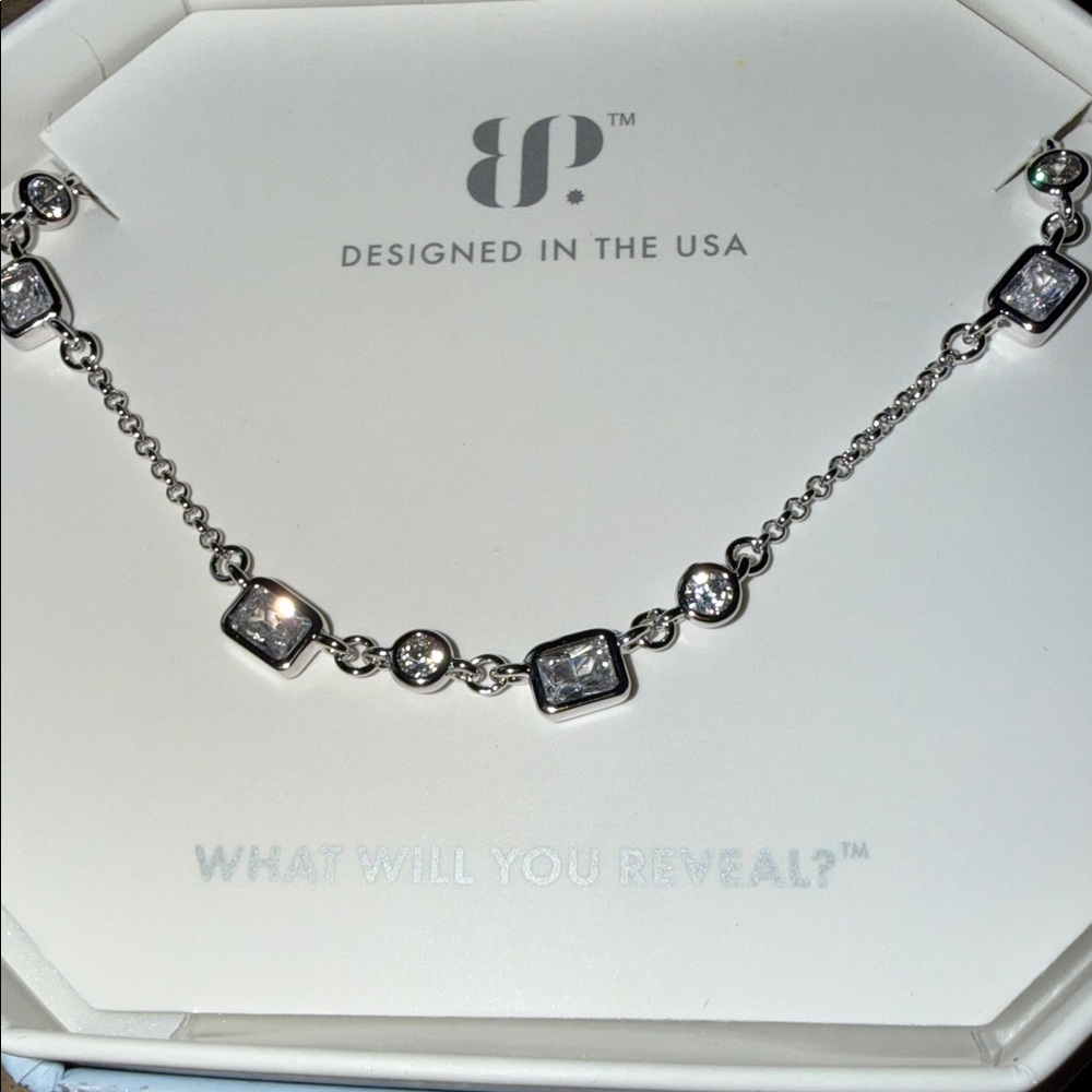 BP Silver Necklace with Sparkling Stones